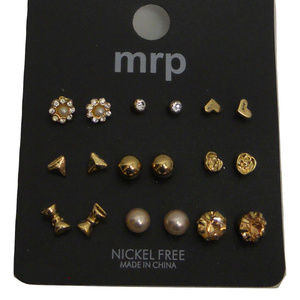 Earrings 9-Pair Fashion Rose Gold Plated